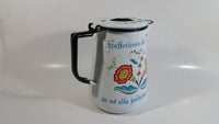 Swedish Berggren Enamelware Coffee Pot Kettle That Says "Kaffetaren den basta ar av alla jordiska drycker"