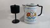 Swedish Berggren Enamelware Coffee Pot Kettle That Says "Kaffetaren den basta ar av alla jordiska drycker"