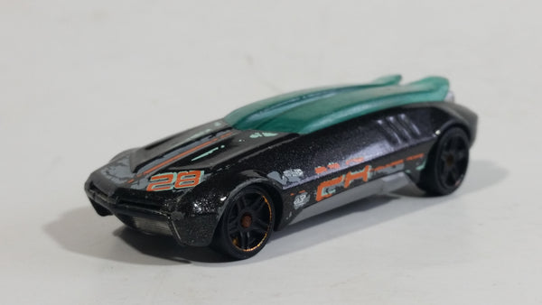 2014 Hot Wheels HW Race Thrill Racers Whip Creamer II Metalflake Black Die Cast Toy Car Vehicle w/ Sliding Canopy