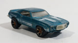 2010 Hot Wheels Muscle Mania 1969 Pontiac Firebird T/A Metalflake Aqua Blue Die Cast Toy Car Vehicle