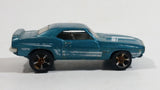 2010 Hot Wheels Muscle Mania 1969 Pontiac Firebird T/A Metalflake Aqua Blue Die Cast Toy Car Vehicle