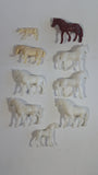 Vintage Set of 9 Horses White, Light Tan, and Brown Plastic Toy Farm Animal Figures