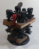 Antique 1905 Patent Cast Iron Double Level Carousel Rubber Stamp Holder with 12 Rubber Stamps
