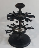 Antique 1905 Patent Cast Iron Double Level Carousel Rubber Stamp Holder with 12 Rubber Stamps