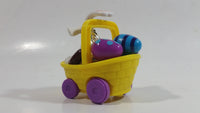 Very Hard To Find 2003 Hershey's Kisses Easter Bunny in Yellow Basket of Eggs Pull Back Friction Motorized Plastic Toy Car Vehicle