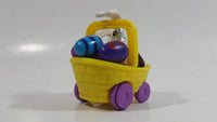 Very Hard To Find 2003 Hershey's Kisses Easter Bunny in Yellow Basket of Eggs Pull Back Friction Motorized Plastic Toy Car Vehicle