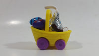 Very Hard To Find 2003 Hershey's Kisses Easter Bunny in Yellow Basket of Eggs Pull Back Friction Motorized Plastic Toy Car Vehicle