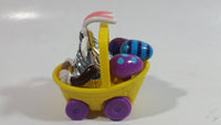 Very Hard To Find 2003 Hershey's Kisses Easter Bunny in Yellow Basket of Eggs Pull Back Friction Motorized Plastic Toy Car Vehicle