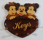 Rare Disney Mickey Mouse with Two Girl Mice Wood Key Holder Plaque Wall Hanging