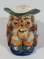 Antique Toby Style 3" Tall Man Holding Tankard Eyes Closed Face Mug Hand Painted