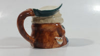 Antique Toby Style 3" Tall Man Holding Tankard Eyes Closed Face Mug Hand Painted