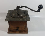 Antique 1880 Charles Parker No. 403 "Parker's National" Dovetail Wood Cast Iron Cast Bronze and Copper Coffee Mill Grinder