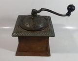 Antique 1880 Charles Parker No. 403 "Parker's National" Dovetail Wood Cast Iron Cast Bronze and Copper Coffee Mill Grinder