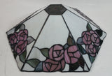 Retro Tiffany Style Slag Leaded Glass White with Pink Flower Decor Lamp Shade