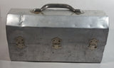 Vintage L. May Mfg Co. 14" Wide Polished Riveted Aluminum Metal Miner's Lunch Box