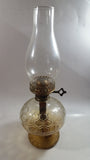 Antique Kerosene Oil Brass and Glass Lamp with Glass Chimney and Honey Comb Base