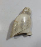 Vintage Carved Real Bone Owl Brooch Pin