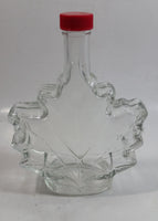 Raised Glass Maple Leaf Shaped Maple Syrup Bottle with Red Lid