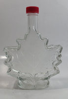 Raised Glass Maple Leaf Shaped Maple Syrup Bottle with Red Lid