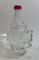 Raised Glass Maple Leaf Shaped Maple Syrup Bottle with Red Lid