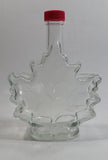 Raised Glass Maple Leaf Shaped Maple Syrup Bottle with Red Lid