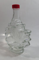 Raised Glass Maple Leaf Shaped Maple Syrup Bottle with Red Lid