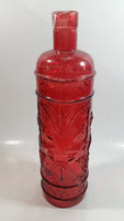 Vintage Red Painted Embossed Glass Wine Bottle Grape Vine