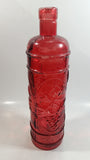 Vintage Red Painted Embossed Glass Wine Bottle Grape Vine