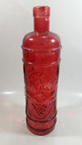 Vintage Red Painted Embossed Glass Wine Bottle Grape Vine