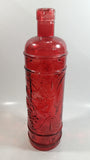 Vintage Red Painted Embossed Glass Wine Bottle Grape Vine