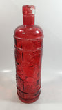 Vintage Red Painted Embossed Glass Wine Bottle Grape Vine