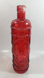 Vintage Red Painted Embossed Glass Wine Bottle Grape Vine