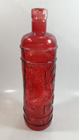 Vintage Red Painted Embossed Glass Wine Bottle Grape Vine