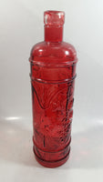 Vintage Red Painted Embossed Glass Wine Bottle Grape Vine