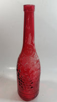 Vintage Red Painted Embossed Glass Wine Bottle Grapes AM