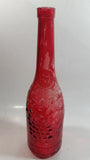 Vintage Red Painted Embossed Glass Wine Bottle Grapes AM