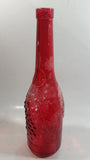 Vintage Red Painted Embossed Glass Wine Bottle Grapes AM