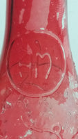 Vintage Red Painted Embossed Glass Wine Bottle Grapes AM