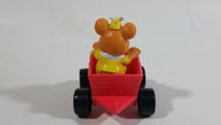 1990 Muppet Babies Fozzie Bear in a Red Train Pump Jack Rail Car Plastic Toy McDonald's Happy Meal