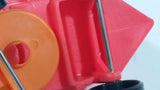 1990 Muppet Babies Fozzie Bear in a Red Train Pump Jack Rail Car Plastic Toy McDonald's Happy Meal