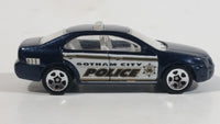 2015 Hot Wheels Batman Ford Fusion Gotham City Police Metalflake Dark Blue Die Cast Toy Car Cop Law Enforcement Vehicle