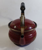 Gailstyn Sutton Dark Red Flower Decor Enamel Metal Kettle Teapot