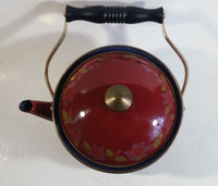 Gailstyn Sutton Dark Red Flower Decor Enamel Metal Kettle Teapot