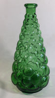 Vintage Mid Century Empoli Italy Hobnail Bubble Green Art Glass Liquor Bottle Decanter