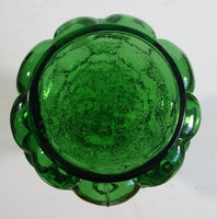 Vintage Mid Century Empoli Italy Hobnail Bubble Green Art Glass Liquor Bottle Decanter