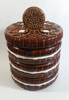 Vintage Stacked Cookies Ceramic Hand Painted Dark Brown and White Cookie Jar