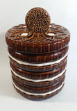 Vintage Stacked Cookies Ceramic Hand Painted Dark Brown and White Cookie Jar