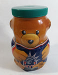 Rare Hard to Find 2002 Kraft Peanut Butter NHL New York Rangers Ice Hockey Team Bear Shaped Glass Jar Coin Bank