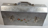 Vintage L. May Mfg Co. 14 1/2" Wide Polished Riveted Aluminum Metal Miner's Lunch Box