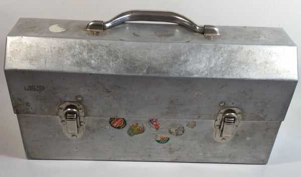 Vintage L. May Mfg Co. 14 1/2" Wide Polished Riveted Aluminum Metal Miner's Lunch Box